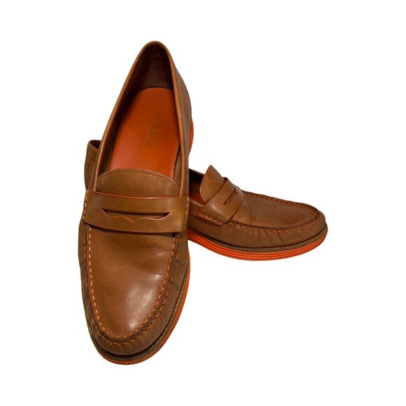 Cole Haan LunarGrand Women’s Loafers Tan Leather Penny Slip-On Shoes 10.5B - Picture 1 of 8